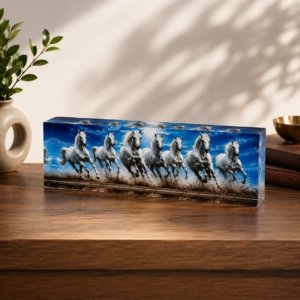 Blue Seven Running Horses | Vastu Showpiece