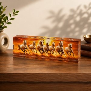 7 Running Horses Orange Color Vastu Showpiece