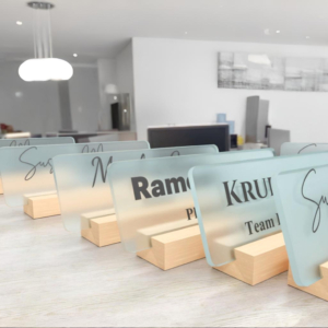 Set of 5 Custom Matt Acrylic Desk Name Plate