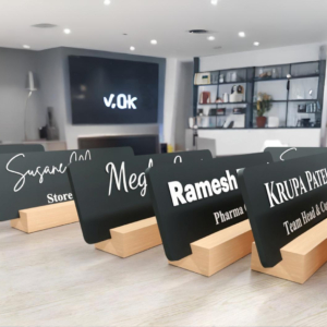 Set of 5 Customized Acrylic Desk Name Plate Black Matt
