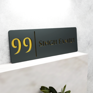 Custom 6 MM Acrylic Door Name Plate 3D Gold letters