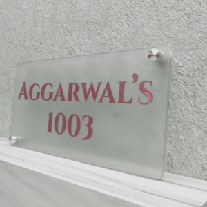 Custom 5 MM Matt Premium Acrylic Door Name Plate 3D Rose Gold letters