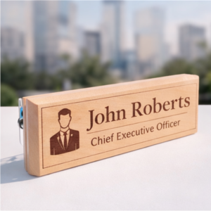 Customized Acrylic & Engraved Wood Nameplate with Your Logo