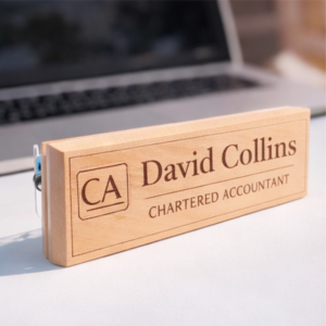 Engraved Wood Nameplate for Chartered Accountants