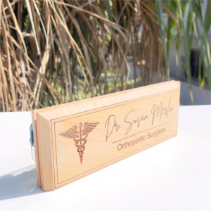 Engraved Wood Nameplate for Doctors