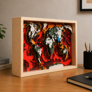 Premium 7 Layer 3D World Map for Desk Orange Color