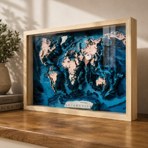 Premium 7 Layer 3D World Map for Desk Blue Gradient
