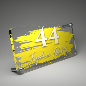 Electric Yellow Brush Effect House Nameplate