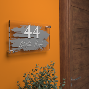 Hell Grey Brush Effect House Nameplate