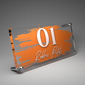 Pumpkin Orange Brush Effect House Nameplate