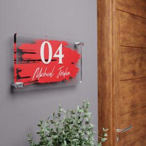Red Rush Brush Effect House Nameplate