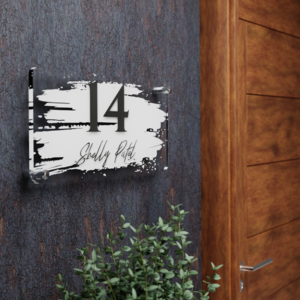 Smoky White Brush Effect House Nameplate