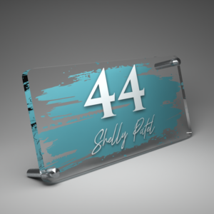 Muted Turquoise Brush Effect House Nameplate