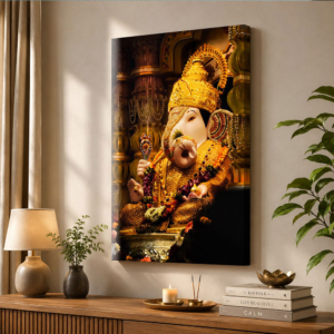 Shree Ganesh Glossy Effect Canvas Wall Art