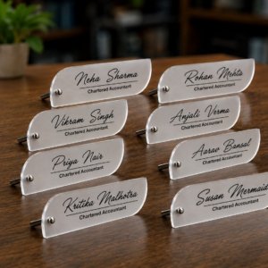 Bulk Set of Frosted Acrylic Nameplate with Stud 6 X 2 Inch