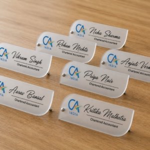 Bulk Set of Custom Frosted Acrylic Nameplate with Logo 8 X 2.50 Inch