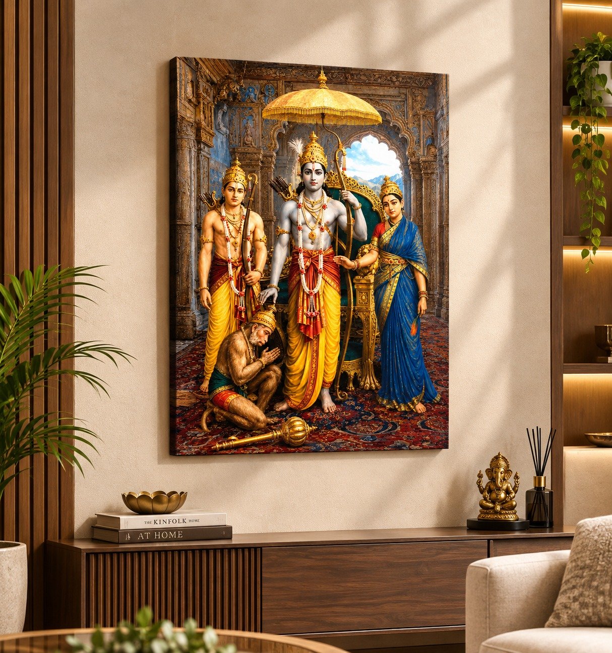Shree Ram Darbar with Hanuman Ji Canvas Print Wall Art - Image 3