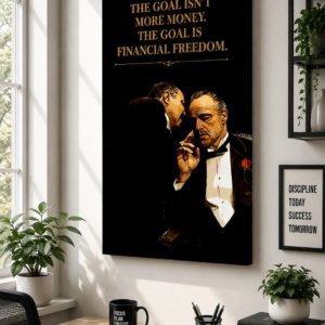 Financial Freedom Motivational Quote Canvas Print Wall Art