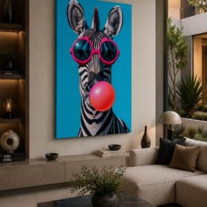 Cool Zebra Quirky Animal Art Canvas Wall Art Print