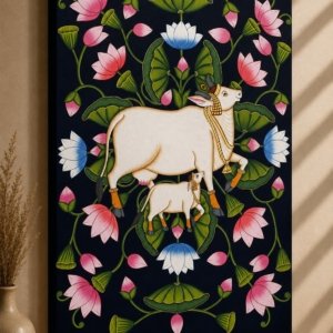 Pichwai Gau Mata UV Effect Canvas Print Wall Art