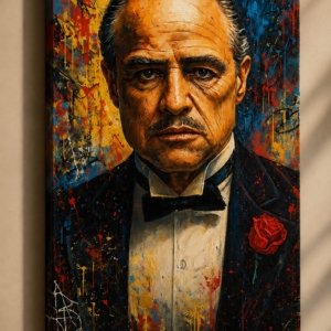 Mafia Boss Glossy Varnish Effect Canvas Print Wall Art