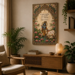 Om Krishnaya Vasudevaya Hare Mantra Canvas Print Wall Art