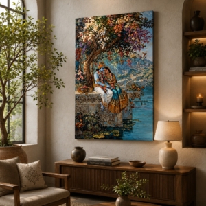 Spiritual Radha Krishna Glossy Effect Canvas Wall Art