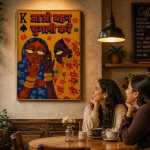 Aao Behan Chugli Kare Café Décor Canvas Print Wall Art