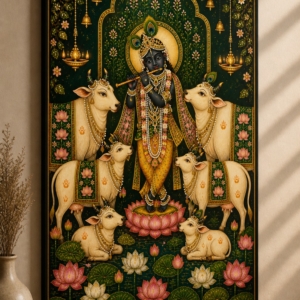 Shreenathji Bhagwan Wall Art Glossy Effect Canvas Print