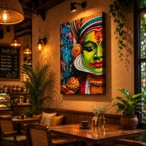 Royal Kathakali Luxury Ethnic Interior Canvas Print Cafe Wall Art