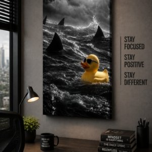 Fearless Duck Design Glossy Effect Canvas Print Wall Art