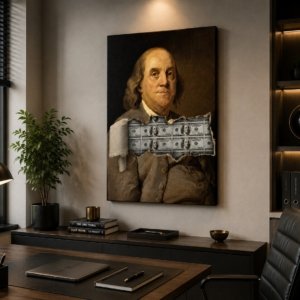 Benjamin Franklin Money Theme Canvas Print Wall Art