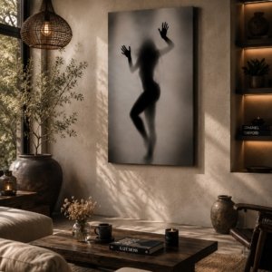 Elegant Feminine Silhouette UV Spot Canvas Print Wall Art