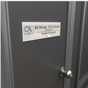 Chartered Accountant Acrylic Cabin Door Name Plate with Adhesive 12 x 4 Inch