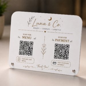 Blank Acrylic QR Stand Plate 10 X 6 Inch with 2 Studs | Sandwich Display Stand