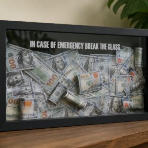 Luxury Money Wall Art, Black Acrylic Dollar Frame 19 X 13.5 Inch
