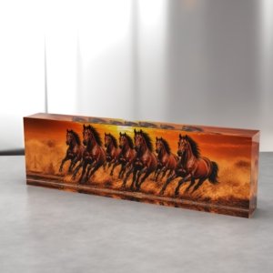 Brown 7 Running Horses Premium Vastu Decor