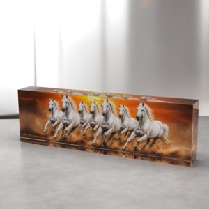 White 7 Running Horses Premium Vastu Decor