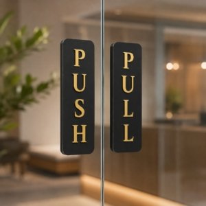 Push Pull Door Sign with Self Adhesive 5 X 1.5 Inch (8 piece)
