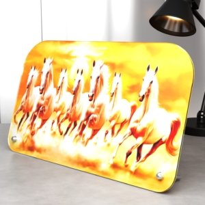Orange 7 Running Horses | Vastu Decor